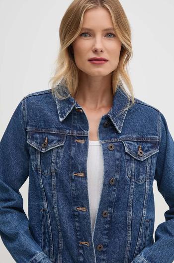 Rifľová bunda Pepe Jeans REGULAR JACKET dámska, tmavomodrá farba, prechodná, PL402432CT9