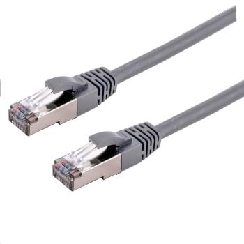 C-TECH Kábel patchcord Cat6a, S/FTP, sivý, 15m