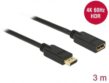 Delock DisplayPort predlžovací kábel #####DisplayPort Stecker, #####DisplayPort Buchse 3.00 m čierna 83811 pozlátené kon