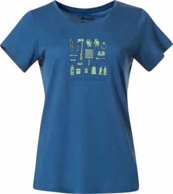 Bergans Graphic Wool Tee Women North Sea Blue/Jade Green/Navy Blue L