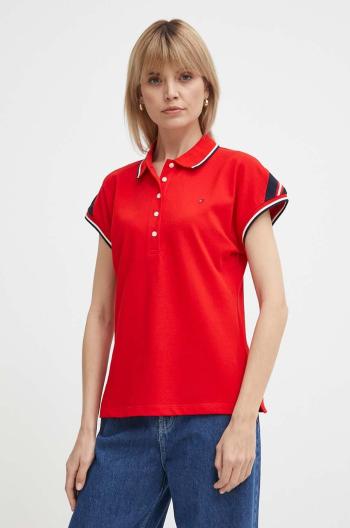 Polo tričko Tommy Hilfiger dámsky,červená farba,WW0WW41285