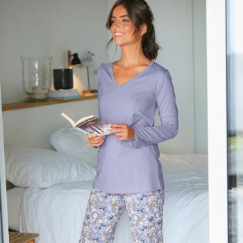 Blancheporte Jednofarebné pyžamové tričko s dlhými rukávmi lila 42/44