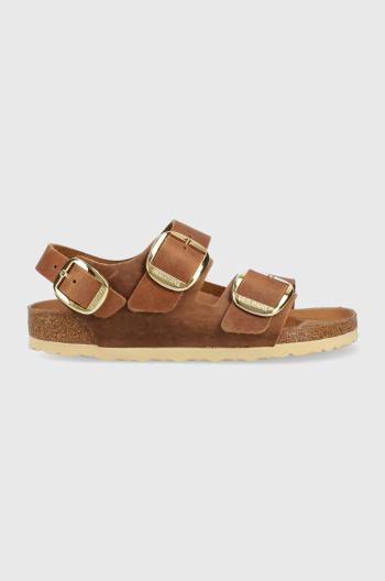 Kožené sandále Birkenstock Milano Big Buckle dámske, hnedá farba, 1024067