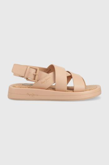 Sandále Pepe Jeans SUMMER dámske, béžová farba, na platforme, PLS90578