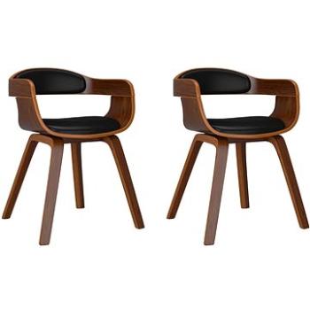 Jedálenské stoličky 2 ks čierne ohýbané drevo a umelá koža, 3092377