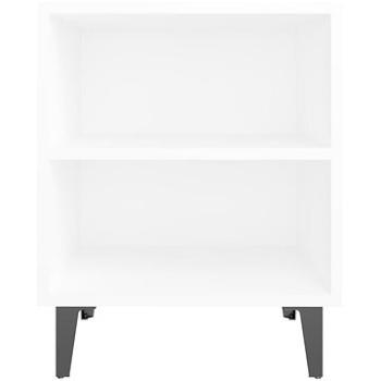 Nočný stolík s kovovými nohami biely 40 × 30 × 50 cm (805797)