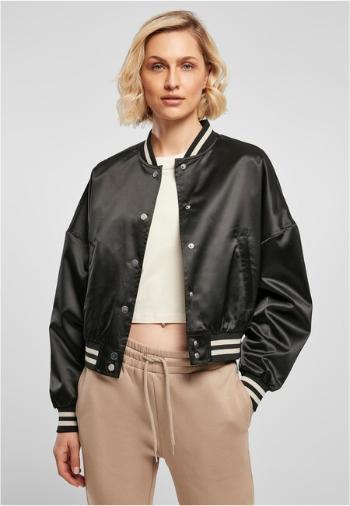 Urban Classics Ladies Short Oversized Satin College Jacket black - 5XL