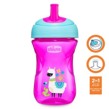 CHICCO Hrnček Advanced so slamkovým náustkom 266 ml, ružový 12m+