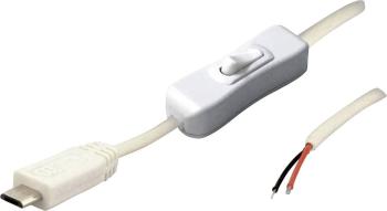 BKL Electronic MUSB 10080117 - Konektor kábla micro USB so spínačom biely zástrčka, rovná  2-kolíkové priradenie 1008011