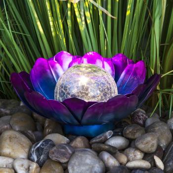 Solárna dekorácia Lotosový kvet, fialový