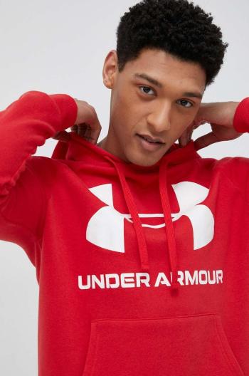 Mikina Under Armour pánska, červená farba, s kapucňou, s potlačou