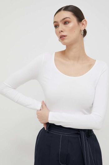 Tričko s dlhým rukávom Armani Exchange dámsky, biela farba