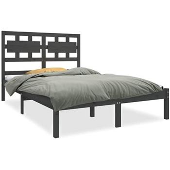 Rám postele sivý masívne drevo 140 × 190 cm, 3105647