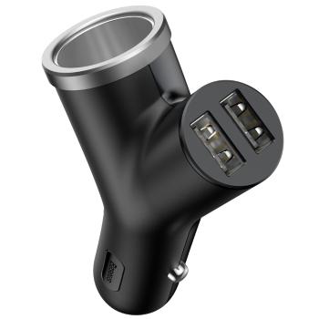 Baseus Y-Type Nabíjačka do auta 2x USB čierna