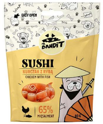 Mr. Bandit sushi chicken & fish - maškrta pre psy 80g