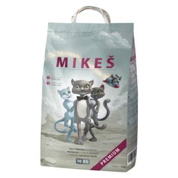 MIKEŠ Premium biele hrudkujúca podstielka pre mačky 10 kg