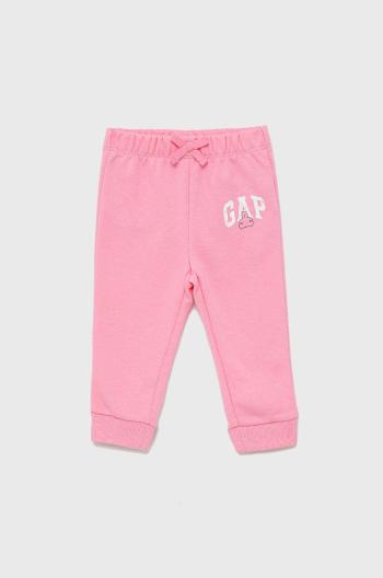 Detské nohavice GAP ružová farba, s potlačou