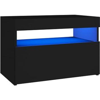 SHUMEE Nočný stolík s LED osvetlením čierny 60 × 35 × 40 cm drevotrieska, 3082776