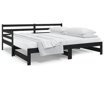 Výsuvná posteľ čierna 2× (90 × 190) cm masívna borovica, 814663