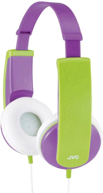 JVC HA-KD5-V-E  detské slúchadlá On Ear na ušiach obmedzenie hlasitosti, ľahký strmeň purpurová, zelená