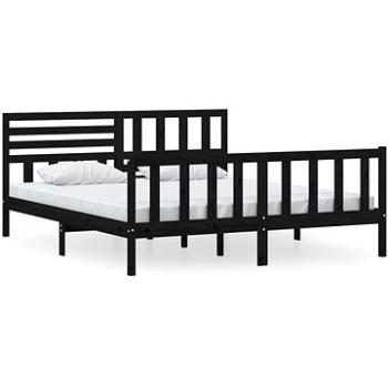 Rám postele čierny masívne drevo 180 × 200 cm Super King, 3101172