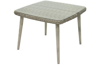 Záhradný ratanový stôl so sklom VICTORIA 100 x 100 cm (sivý)