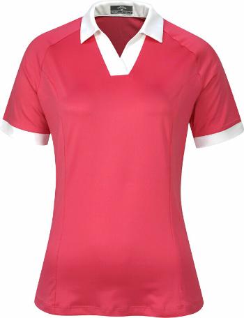 Callaway Womens Short Sleeve V-Placket Colourblock Polo Fruit Dove XS