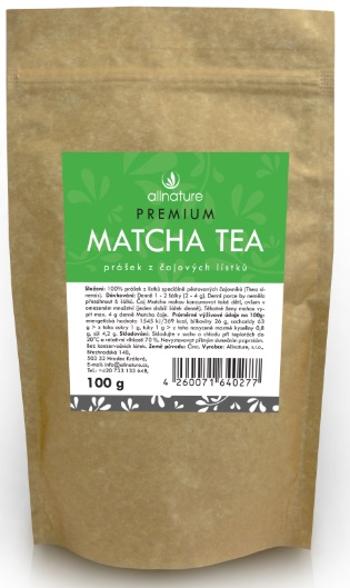 Allnature Matcha tea Premium - prášok z čajových lístkov 100 g