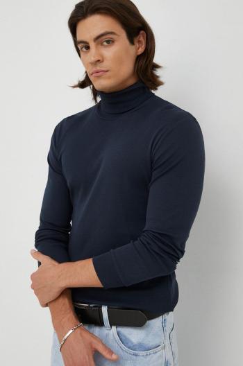 Bavlnené tričko s dlhým rukávom Marc O'Polo tmavomodrá farba, jednofarebné