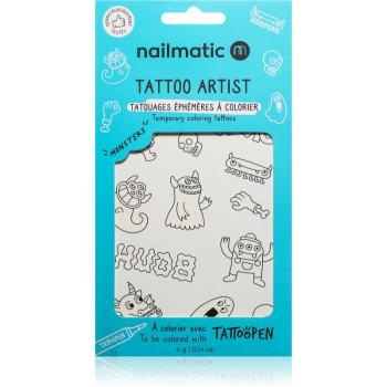 Nailmatic Tattoo Artist Temporary Coloring Tattoos tetovačka pre deti 3 y+ Monsters 9x16,3 cm