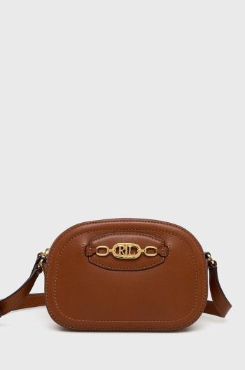 Kožená kabelka Lauren Ralph Lauren hnedá farba