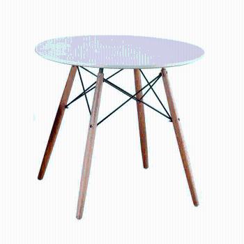 Jedálenský stôl,  biela/buk, priemer 80 cm, GAMIN NEW 80