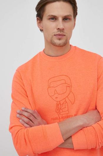 Mikina Karl Lagerfeld pánska, oranžová farba, s potlačou