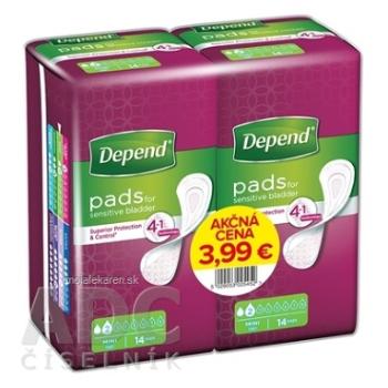 DEPEND Pads  mini inkontinenčné vložky pre ženy DUOPACK 2x14 kusov