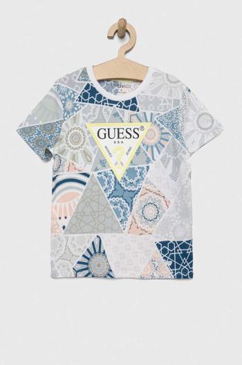 Detské bavlnené tričko Guess vzorovaný