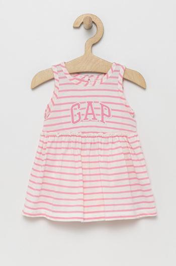 Dievčenské bavlnené šaty GAP ružová farba, mini, áčkový strih