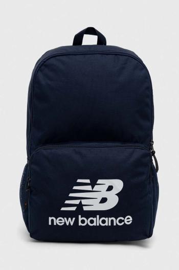 Ruksak New Balance tmavomodrá farba, veľký, s potlačou