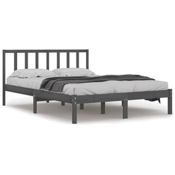 Rám postele sivý masívna borovica 160 × 200 cm, 3105083