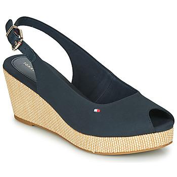 Tommy Hilfiger  Sandále ICONIC ELBA SLING BACK WEDGE  Modrá