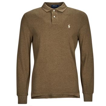 Polo Ralph Lauren  POLO AJUSTE DROIT EN COTON BASIC MESH  Polokošele s dlhým rukávom Hnedá