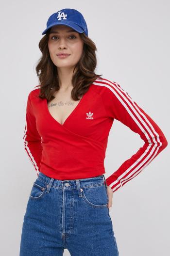 Tričko s dlhým rukávom adidas Originals Adicolor HC2042 dámske, červená farba,