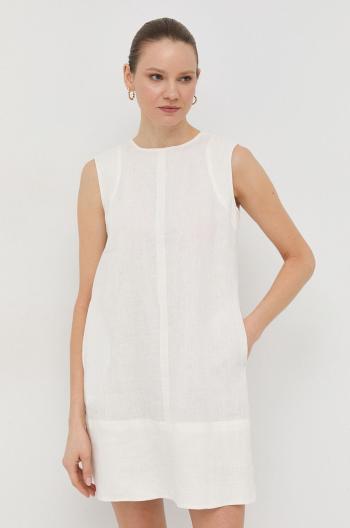 Ľanové šaty Marella biela farba, mini, rovný strih
