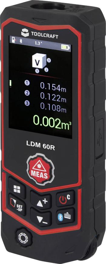 TOOLCRAFT LDM 60 R Multi laserový diaľkomer  Bluetooth, vrátane vodováhy s laserom Rozsah merania (max.) 60 m