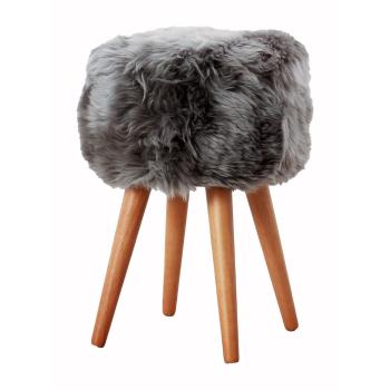Stolička so sivým sedadlom z ovčej kožušiny Native Natural, ⌀ 30 cm