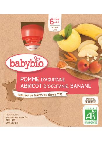 BABYBIO Kapsička jablko, marhuľa, banán 4x 90 g