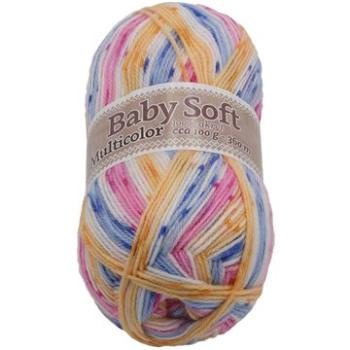 Baby soft multicolor 100 g  – 603 biela, modrá, žltá, ružová (6857)