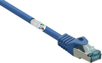 Basetech BT-2270671 RJ45 sieťové káble, prepojovacie káble CAT 6A S/FTP 1.00 m modrá s ochranou, samozhášavý 1 ks