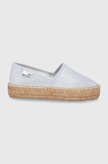 Espadrilky Love Moschino strieborná farba, na platforme