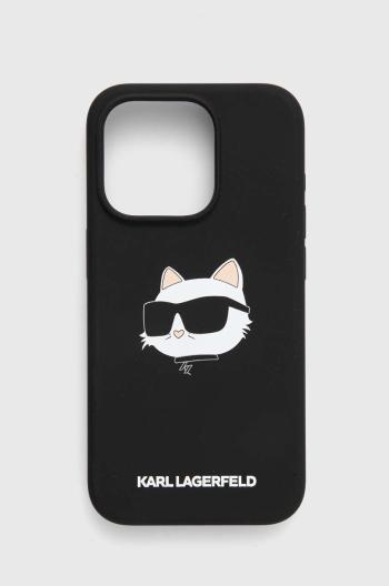 Puzdro na mobil Karl Lagerfeld iPhone 15 Pro 6.1 čierna farba, KLHMP15LSCHPPLK