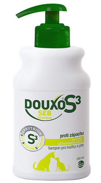 DOUXO S3 Seb šampón pre mačky a psy s mastnou pokožkou 200ml